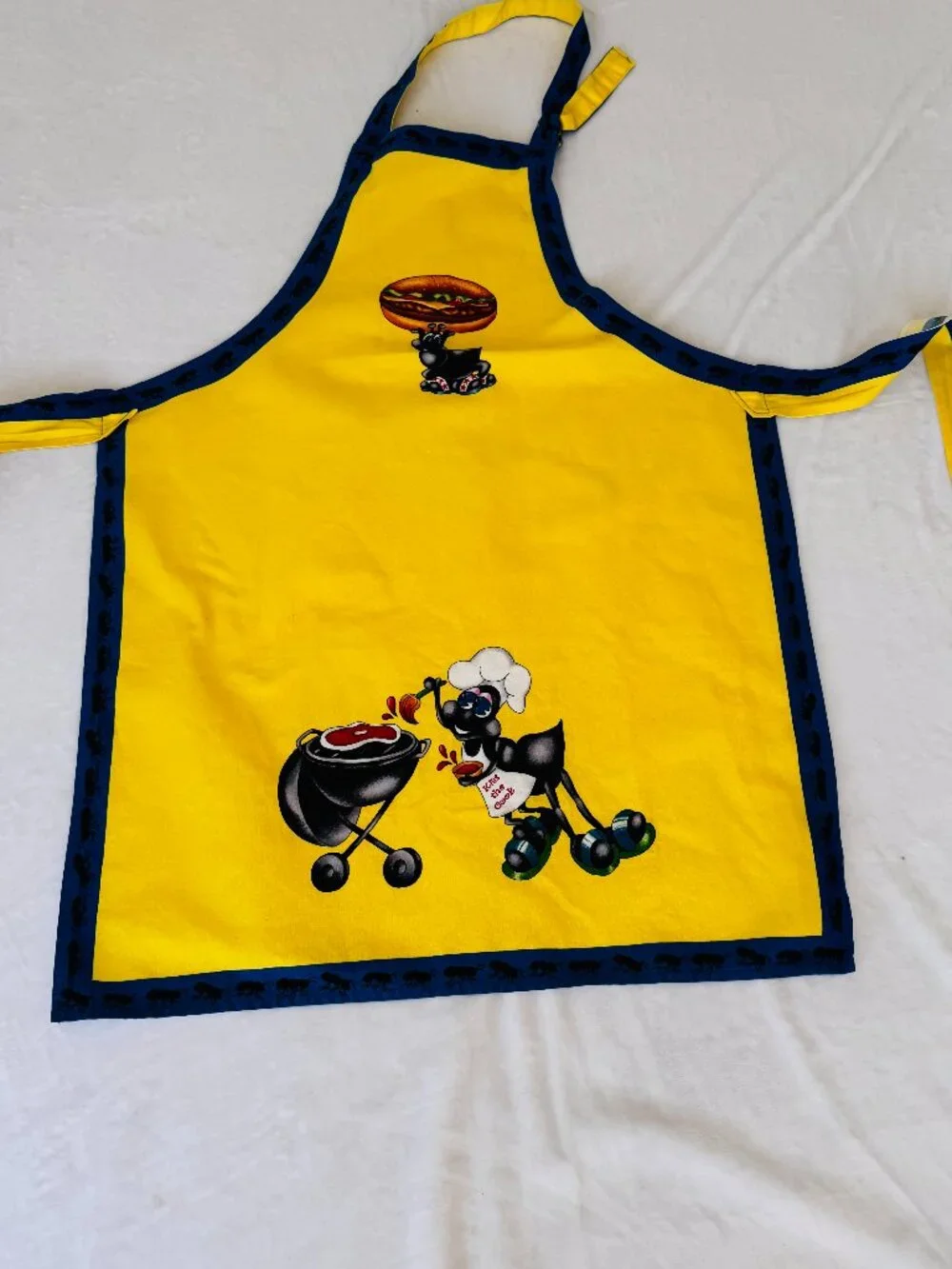 Vtg Novelty Kiss the Cook Yellow Apron 24x33